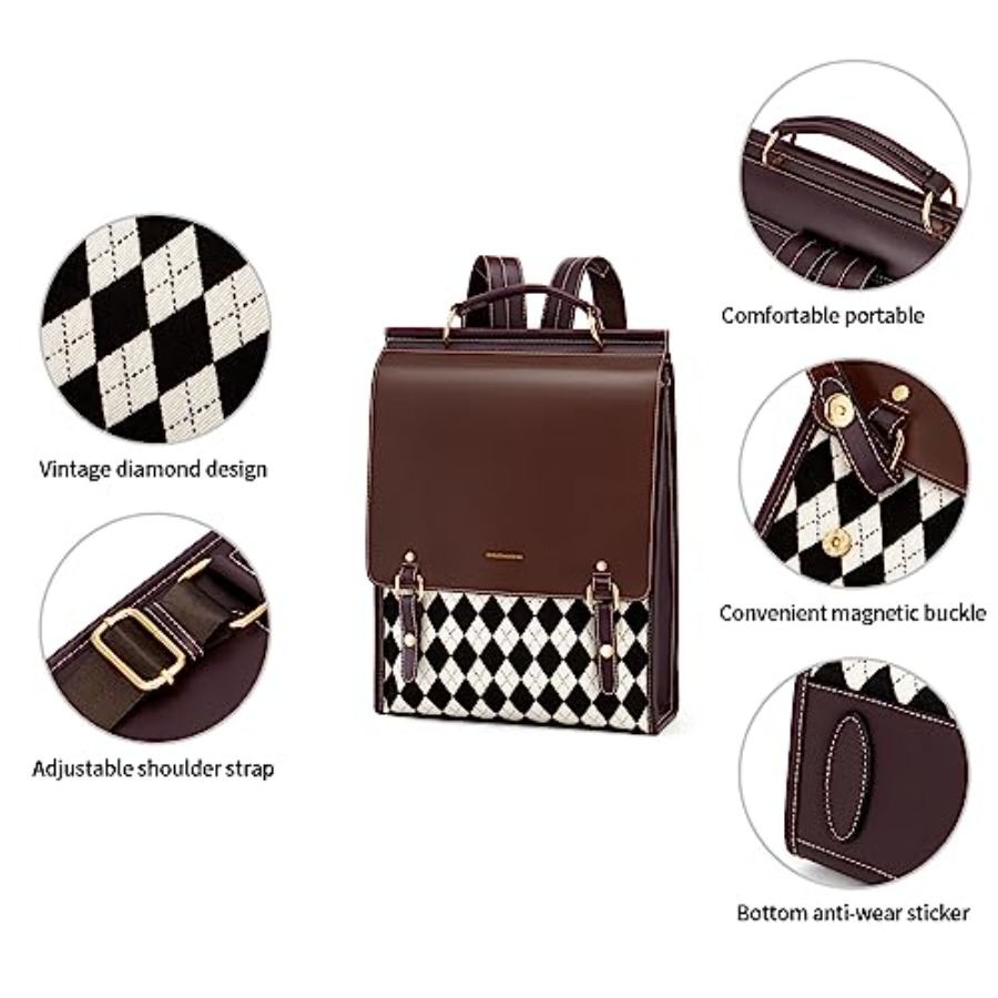 กระเป๋าเป้หนังสำหรับผู้หญิง แฟ - Leather Backpack Vintage บทวิจารณ์และราคา